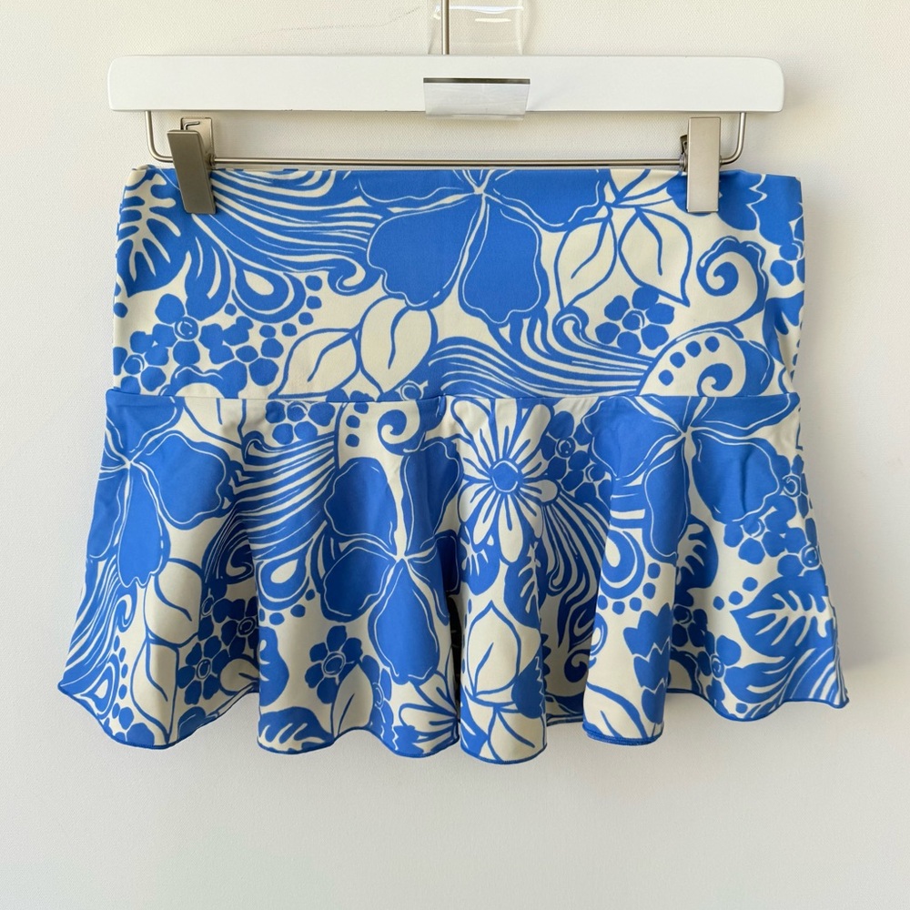 Victoria's Secret Y2K Blue Floral Hawaiian Tropical Print Mini Swim Skirt Small